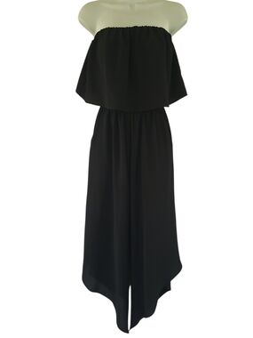 Tyche Black Strapless Layered Jumpsuit Layered Top Asymetrical Hem Size M
